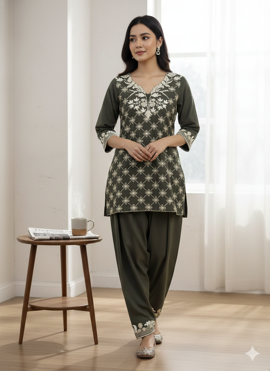 Olive kurta set